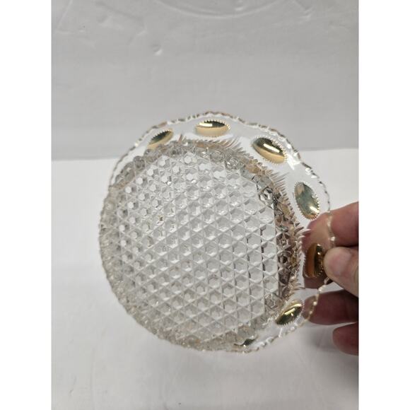 Antique EAPG Manhattan Clear Glass Bowl Gold Accents U.S. Glass Co. 1902–1910 - Picture 6 of 7